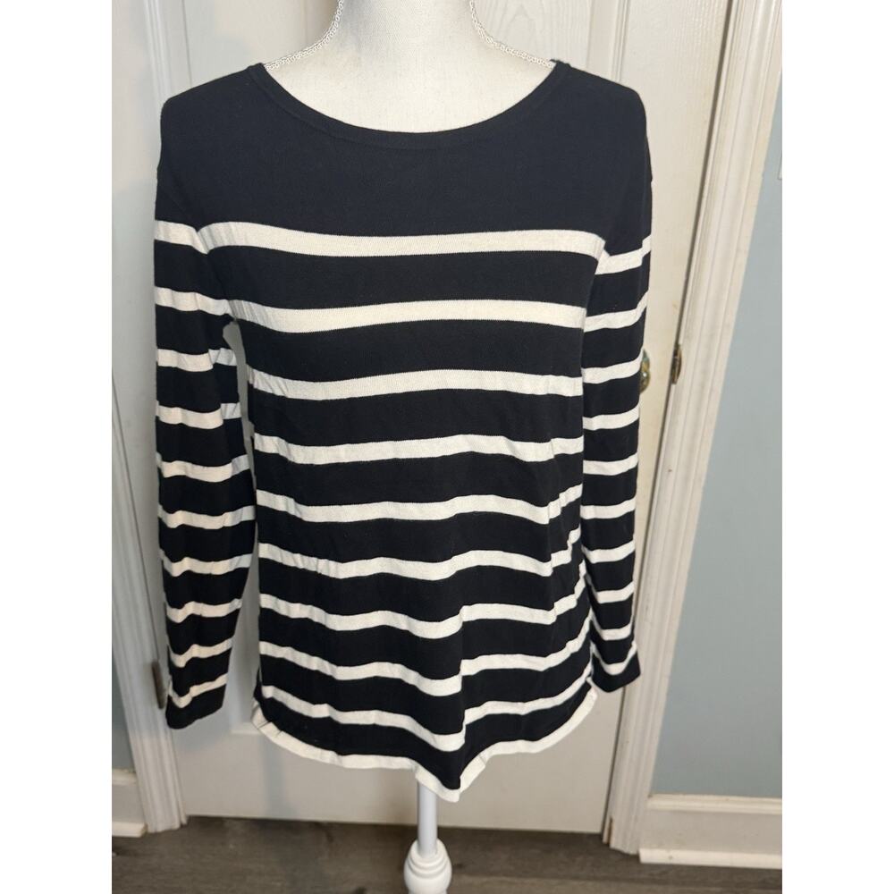 Old Navy Women's White/Black Striped Top, Cotton, XS